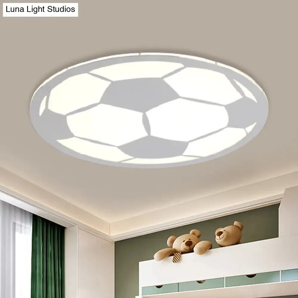 Cartoon Football LED Flush Ceiling Light for Nursery - White/Black/Pink