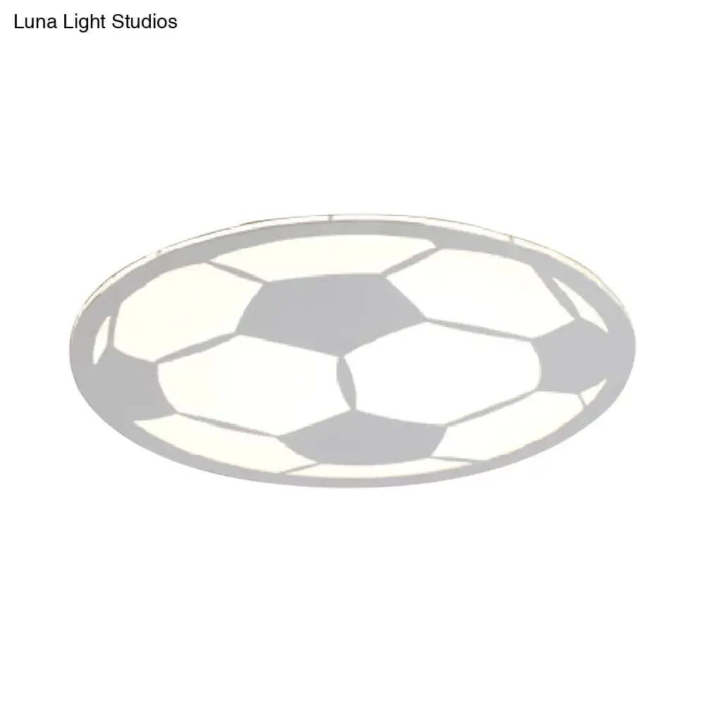 Cartoon Football LED Flush Ceiling Light for Nursery - White/Black/Pink