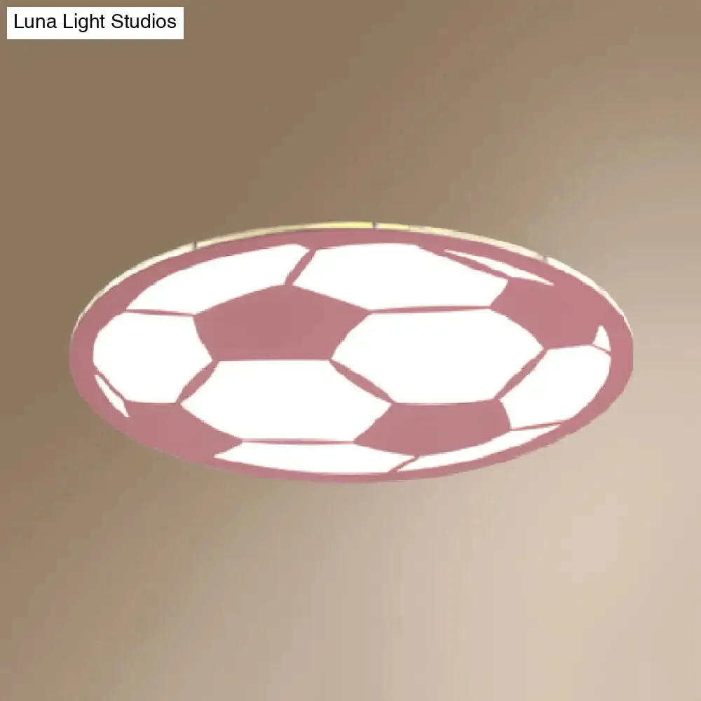 Cartoon Football LED Flush Ceiling Light for Nursery - White/Black/Pink