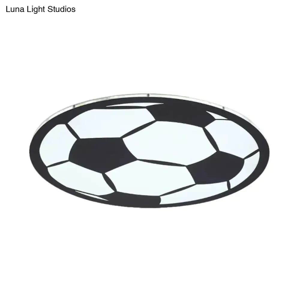 Cartoon Football LED Flush Ceiling Light for Nursery - White/Black/Pink