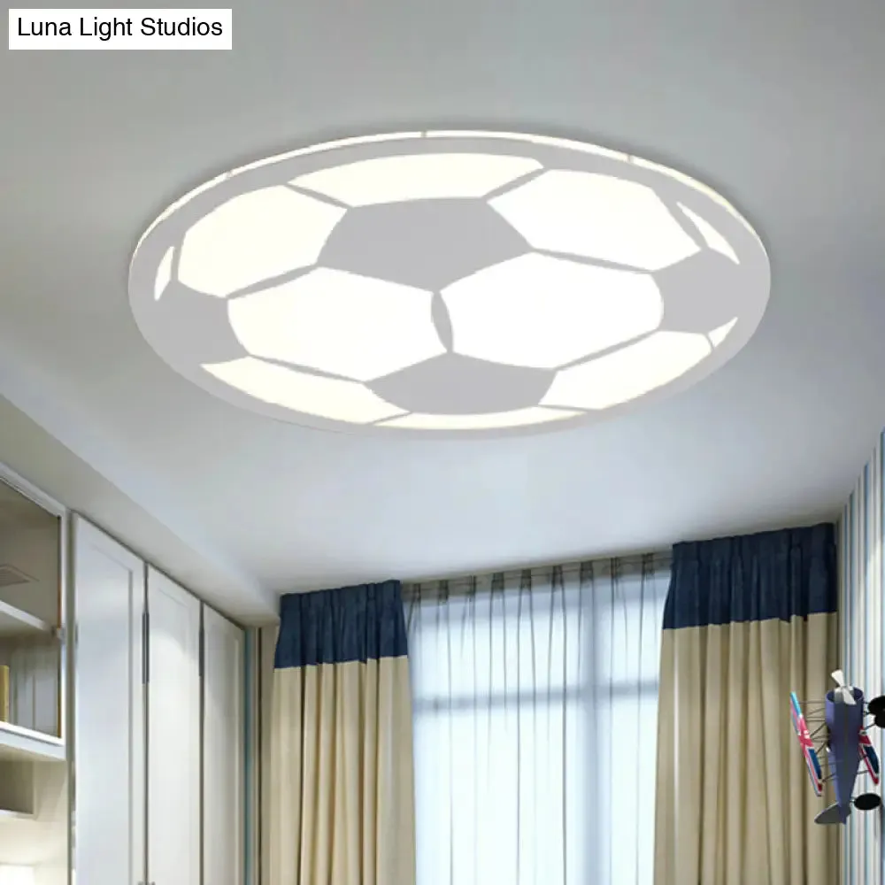 Cartoon Football LED Flush Ceiling Light for Nursery - White/Black/Pink