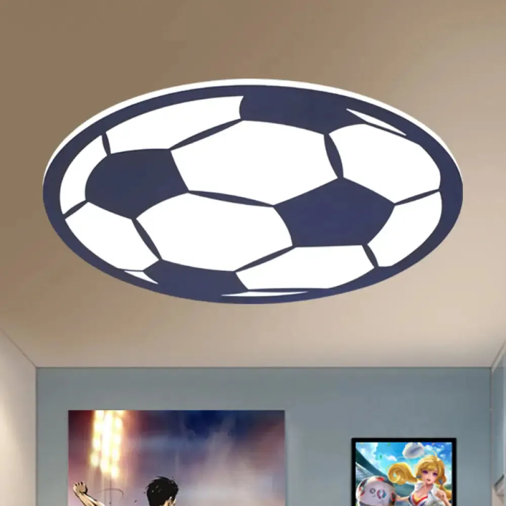 Cartoon Football LED Flush Ceiling Light for Nursery - White/Black/Pink