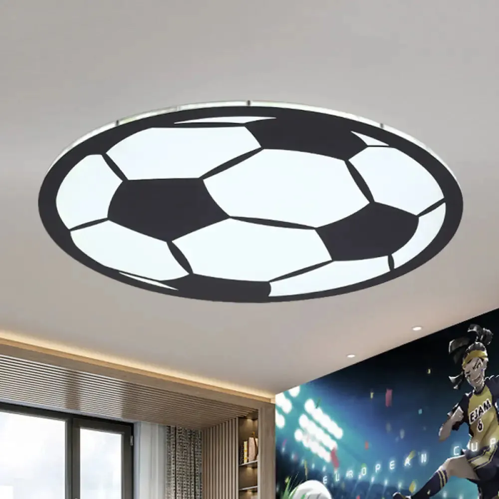 Cartoon Football LED Flush Ceiling Light for Nursery - White/Black/Pink