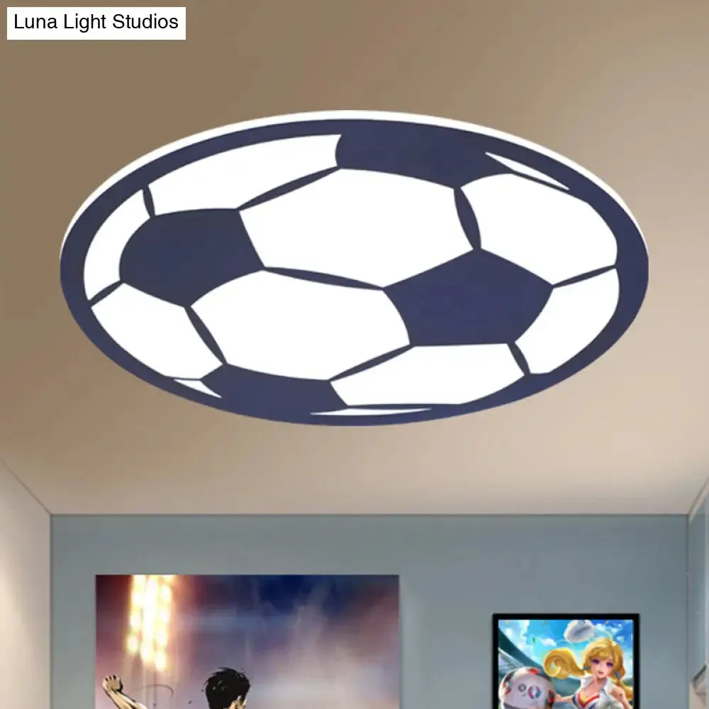 Cartoon Football LED Flush Ceiling Light for Nursery - White/Black/Pink