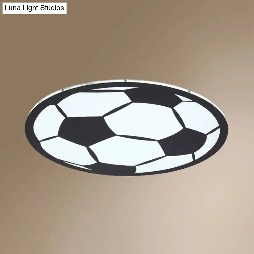 Cartoon Football LED Flush Ceiling Light for Nursery - White/Black/Pink