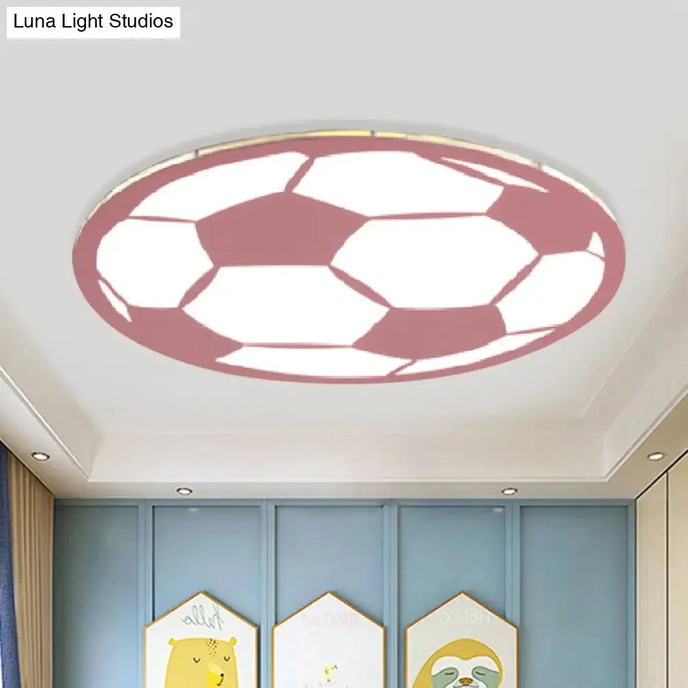 Cartoon Football LED Flush Ceiling Light for Nursery - White/Black/Pink