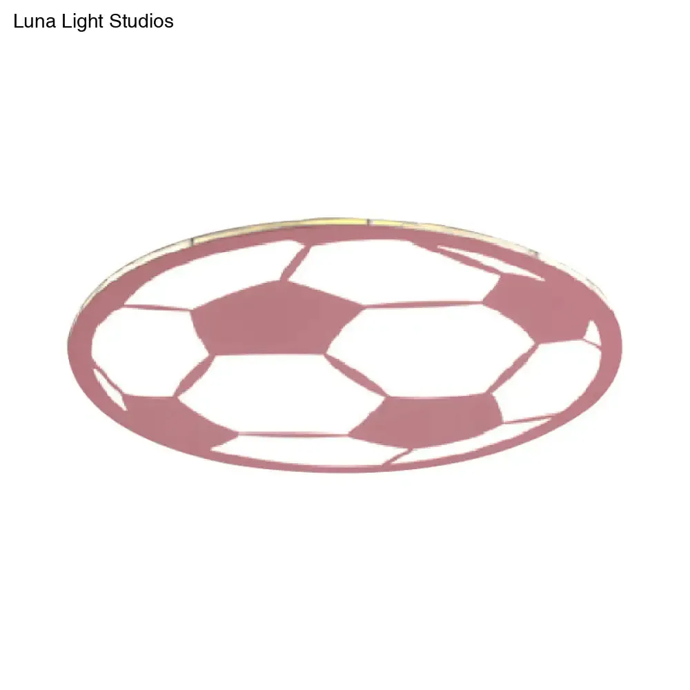 Cartoon Football LED Flush Ceiling Light for Nursery - White/Black/Pink