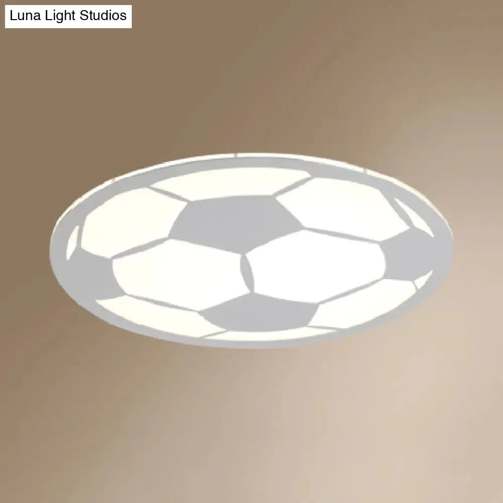 Cartoon Football LED Flush Ceiling Light for Nursery - White/Black/Pink