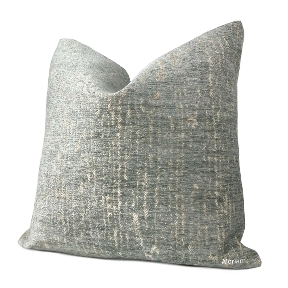 Cerwyn Glacial Green Ecru Texture Pillow Cover