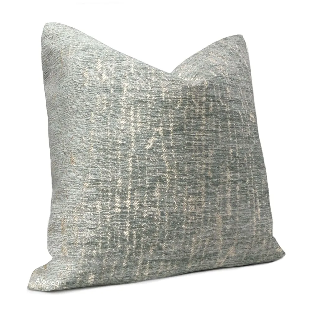 Cerwyn Glacial Green Ecru Texture Pillow Cover