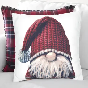 Christmas Pillowcovers, Funny Gnome Square covers, Holiday Decor Pillowcase Set, Watercolor Designs, Oversize Design, Four Sizes