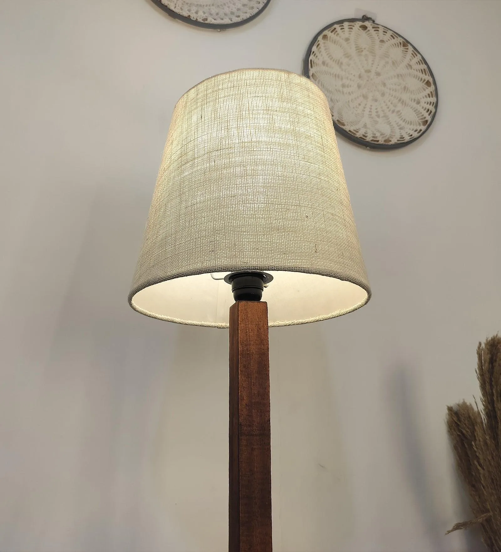 Claire Metal Floor Lamp with Beige Fabric Lampshade