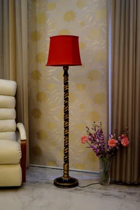 Classic Floor Lamp Red & Brown with (Bulb Not Included)