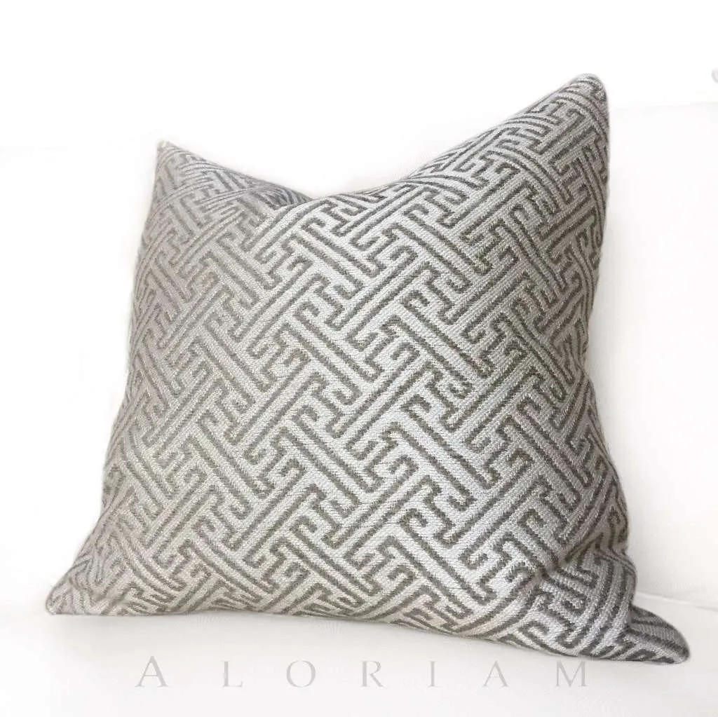 (CLEARANCE) Atlas Greek Key Geometric Taupe Brown Beige Pillow Cover