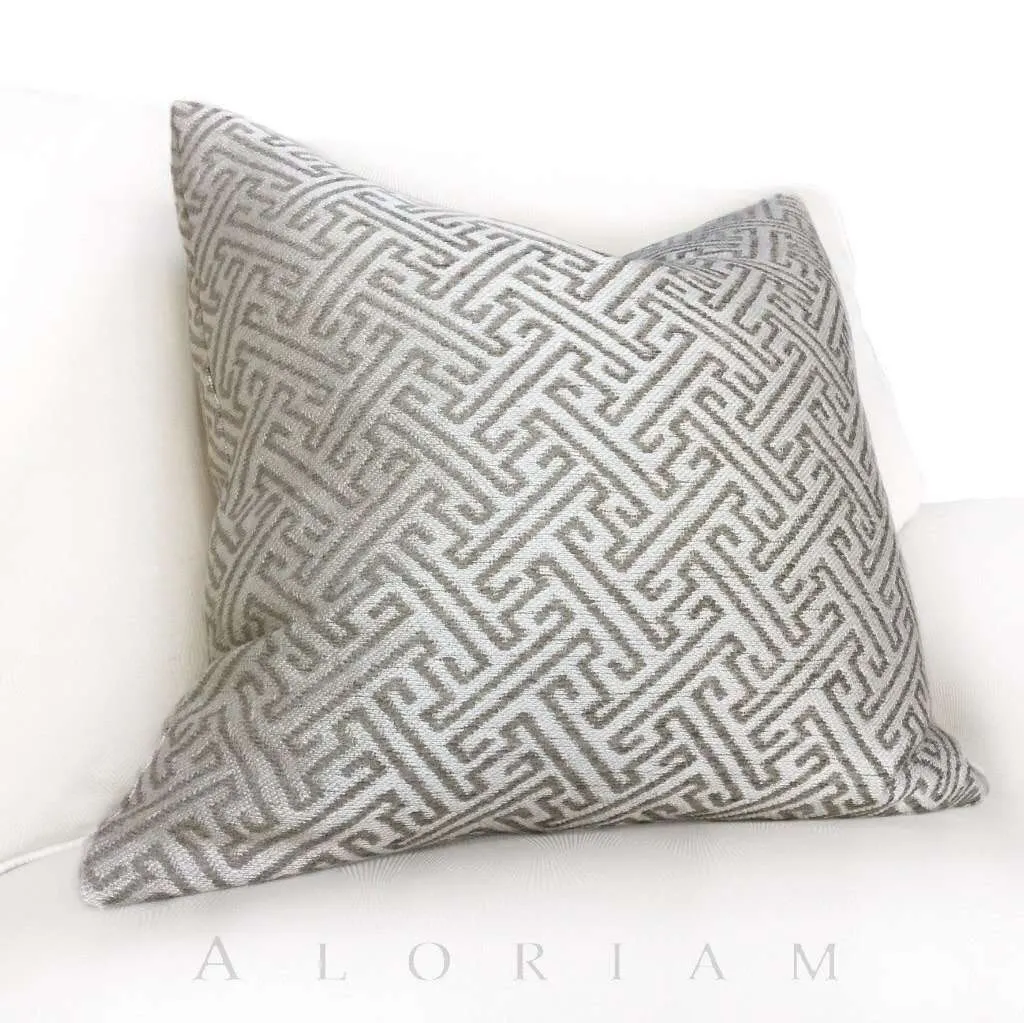 (CLEARANCE) Atlas Greek Key Geometric Taupe Brown Beige Pillow Cover