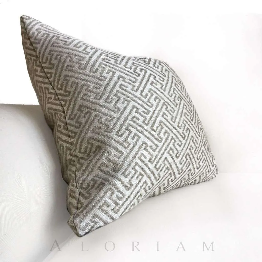 (CLEARANCE) Atlas Greek Key Geometric Taupe Brown Beige Pillow Cover