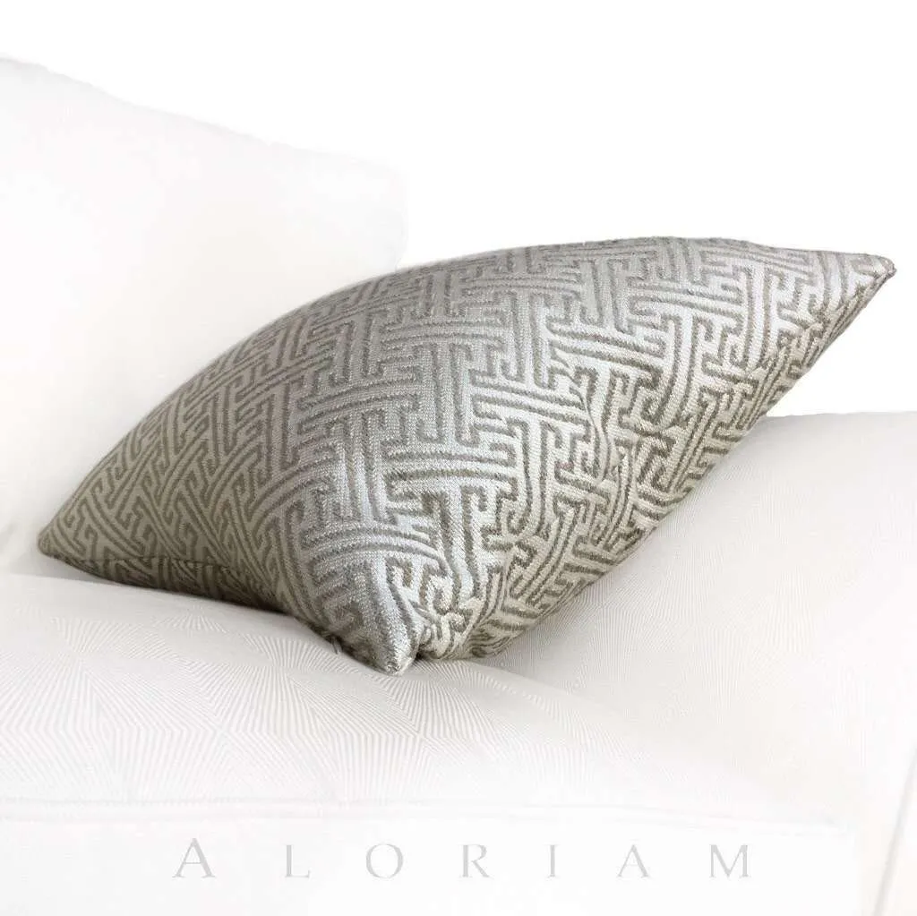 (CLEARANCE) Atlas Greek Key Geometric Taupe Brown Beige Pillow Cover