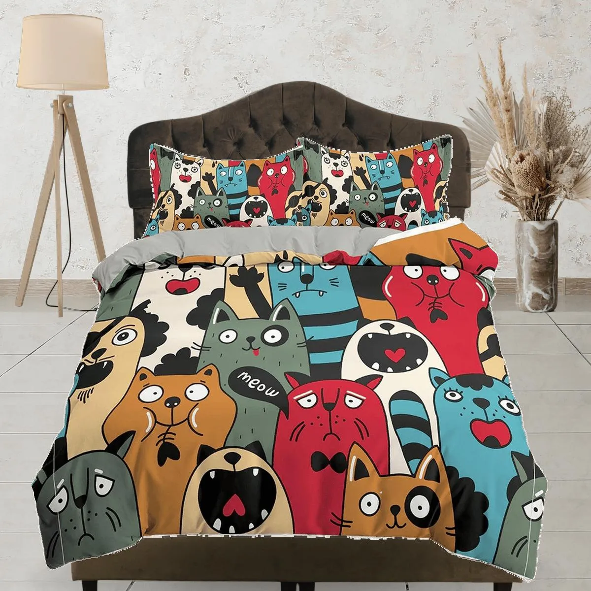 Colorful Funny Dogs Bedding, Duvet Cover Set & Pillowcase, Zipper Bedding, Dorm Bedding, Teens Adult Duvet King Queen Full Twin Single