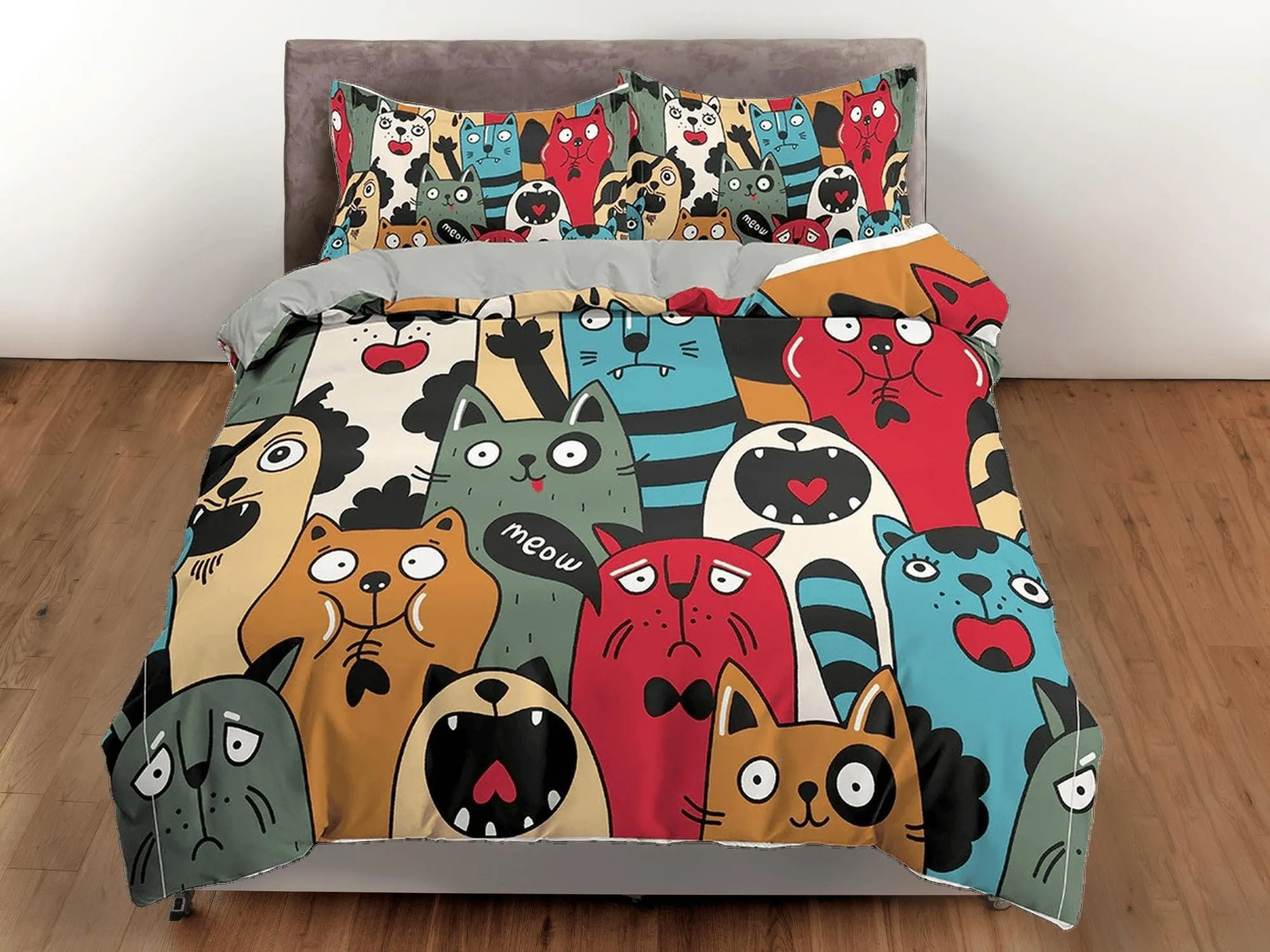 Colorful Funny Dogs Bedding, Duvet Cover Set & Pillowcase, Zipper Bedding, Dorm Bedding, Teens Adult Duvet King Queen Full Twin Single