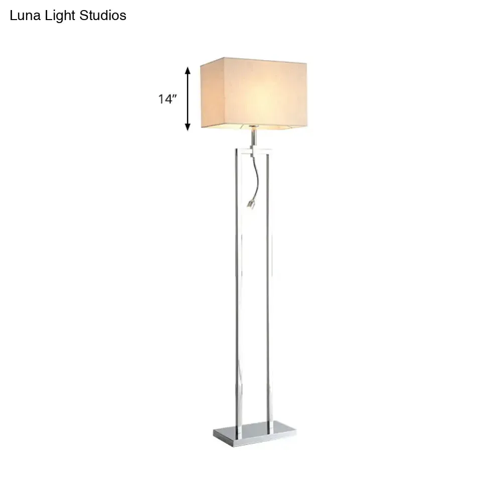 Contemporary Beige Fabric Rectangle Reading Floor Lamp with LED Spotlight