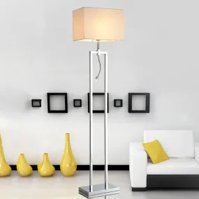 Contemporary Beige Fabric Rectangle Reading Floor Lamp with LED Spotlight