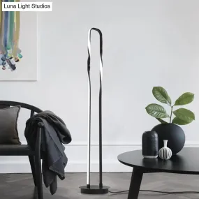 Contemporary Black Metal LED Floor Lamp with Adjustable Reading Light and Warm/White/Natural Lighting