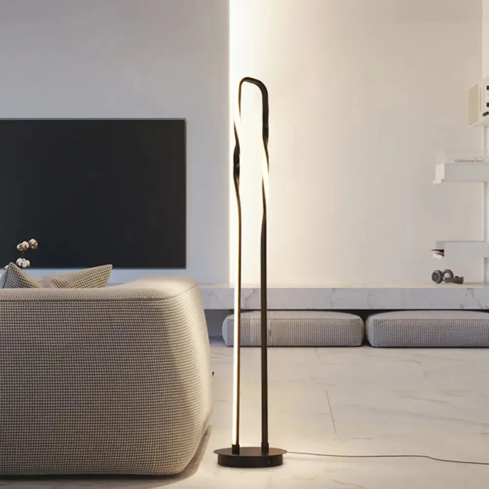 Contemporary Black Metal LED Floor Lamp with Adjustable Reading Light and Warm/White/Natural Lighting