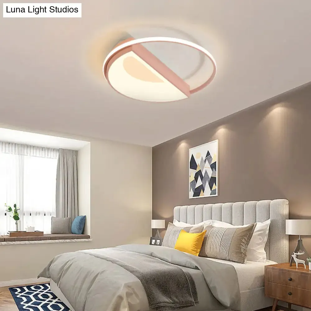 Contemporary Round Acrylic Flush Mount Lamp LED 18"/21.5" Wide White/Pink/Blue, for Bedroom in Warm/White Light