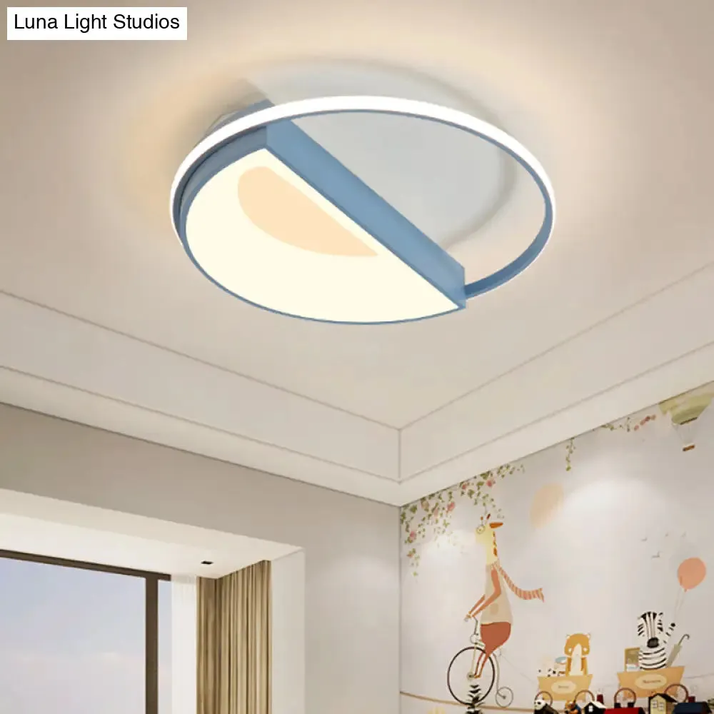 Contemporary Round Acrylic Flush Mount Lamp LED 18"/21.5" Wide White/Pink/Blue, for Bedroom in Warm/White Light