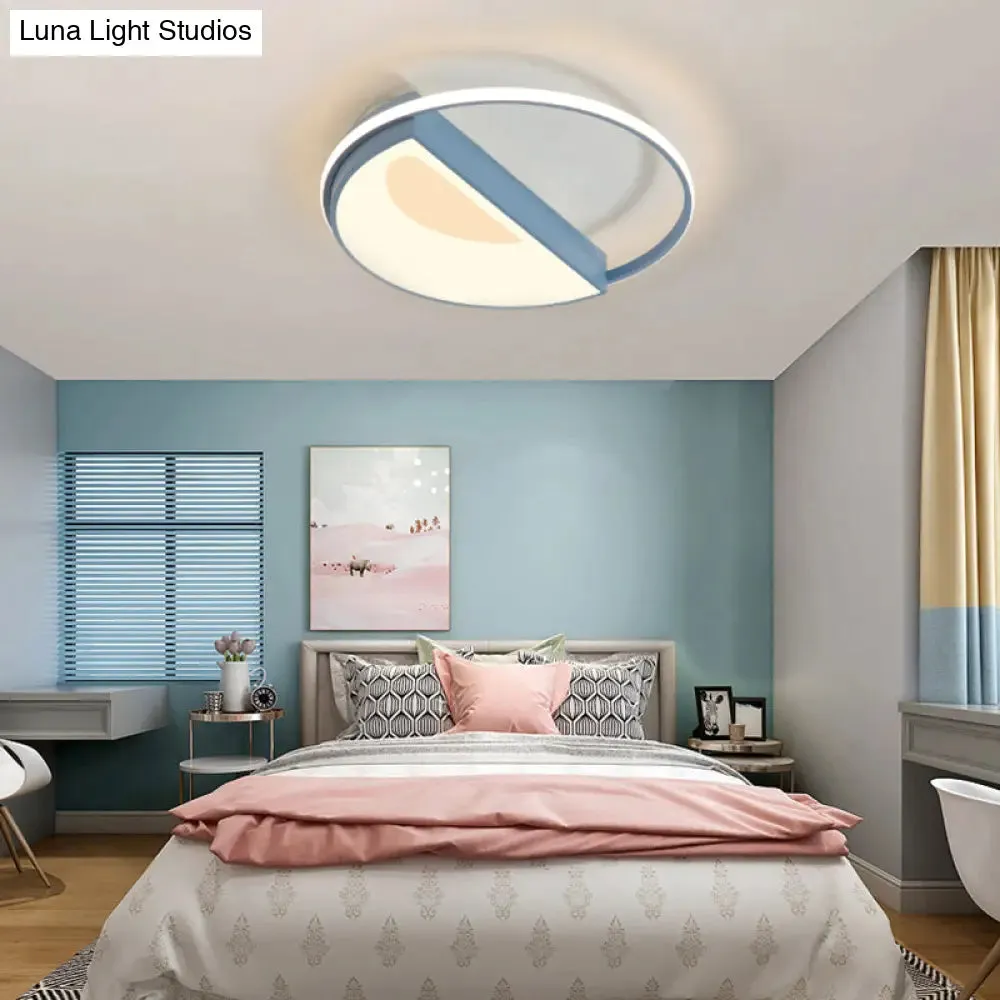 Contemporary Round Acrylic Flush Mount Lamp LED 18"/21.5" Wide White/Pink/Blue, for Bedroom in Warm/White Light