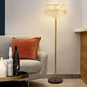 Contemporary Snowflake Crystal Floor Lamp - 6 Gold Heads - Perfect for Living Room