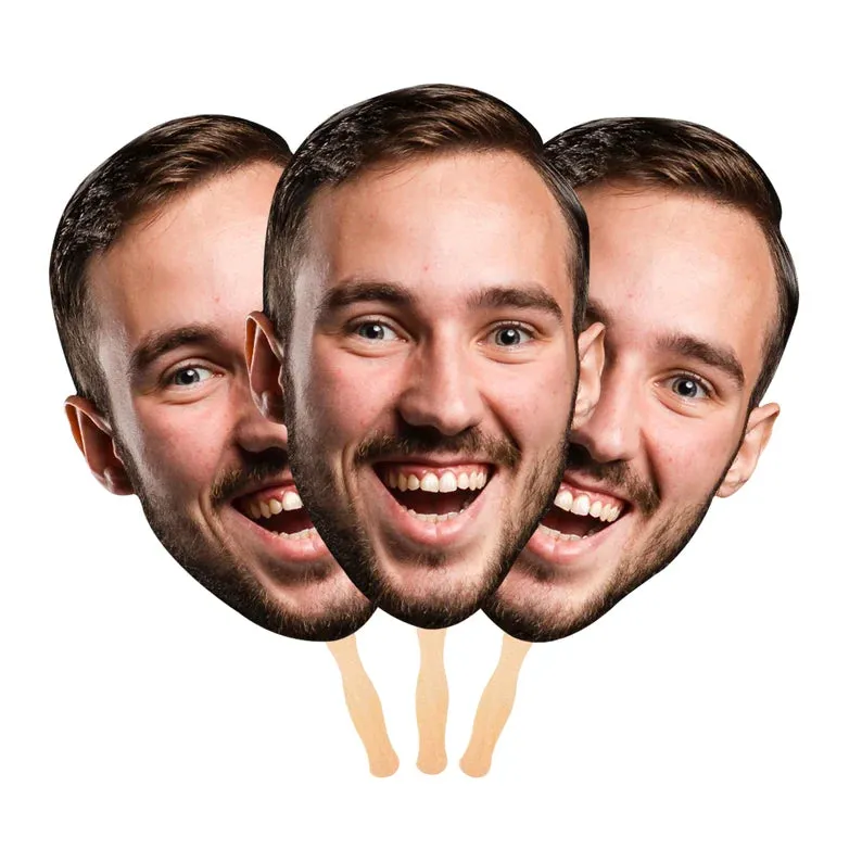 Custom Face Fans, Head on a Stick