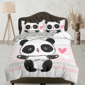 Cute baby panda duvet cover for kids, bedding set full, king, queen, dorm bedding, toddler bedding, aesthetic bedspread, panda lovers gift