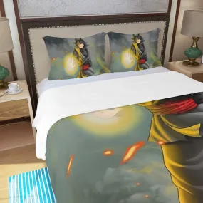 DBZ Goku Black Zamasu Potara Fusion Realistic Drawing Style Cool Three Piece Duvet Cover Set