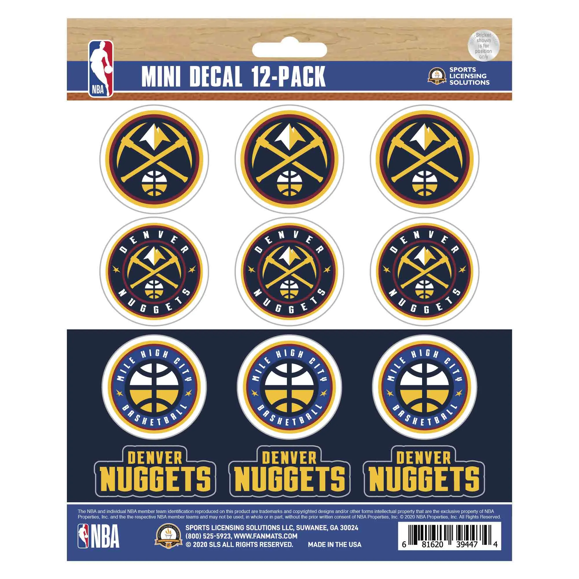 Denver Nuggets 12 Count Mini Decal Sticker Pack