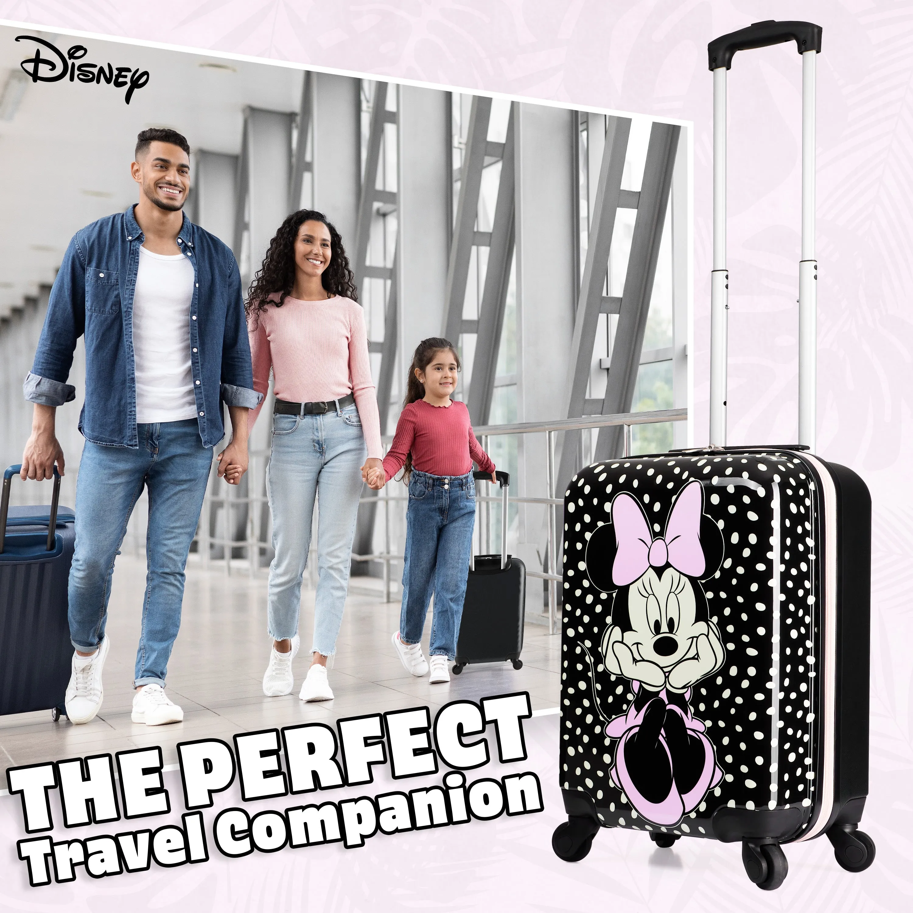 Disney Carry On Suitcase for Kids, Minnie Mouse Cabin Bag with Wheels