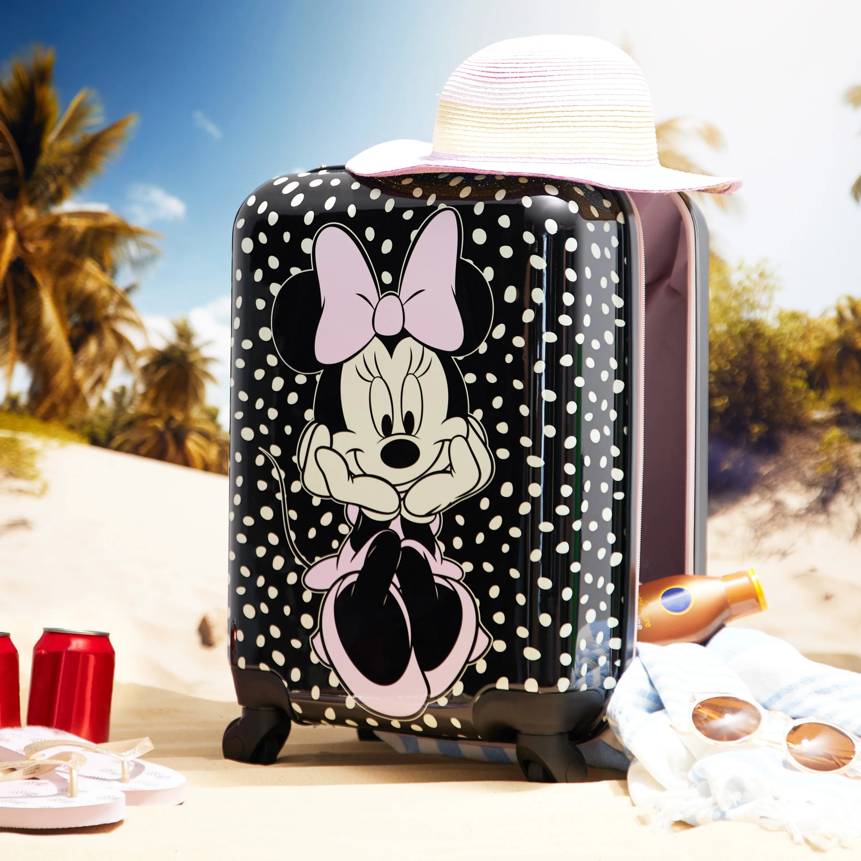 Disney Carry On Suitcase for Kids, Minnie Mouse Cabin Bag with Wheels