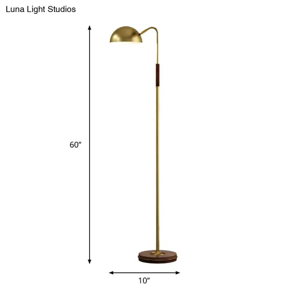 Dome Shade Living Room Floor Lighting Metal Single Light Postmodern Floor Stand Lamp in Brass