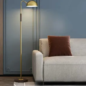 Dome Shade Living Room Floor Lighting Metal Single Light Postmodern Floor Stand Lamp in Brass