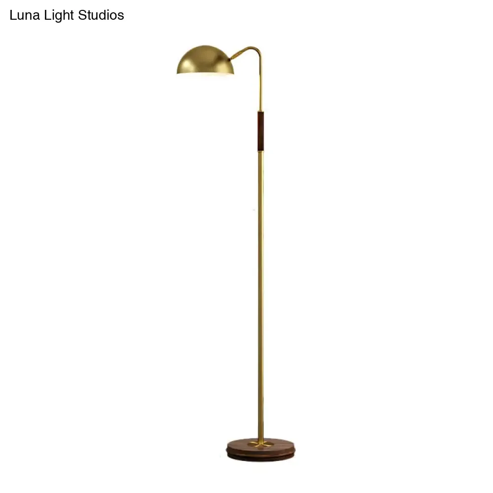 Dome Shade Living Room Floor Lighting Metal Single Light Postmodern Floor Stand Lamp in Brass