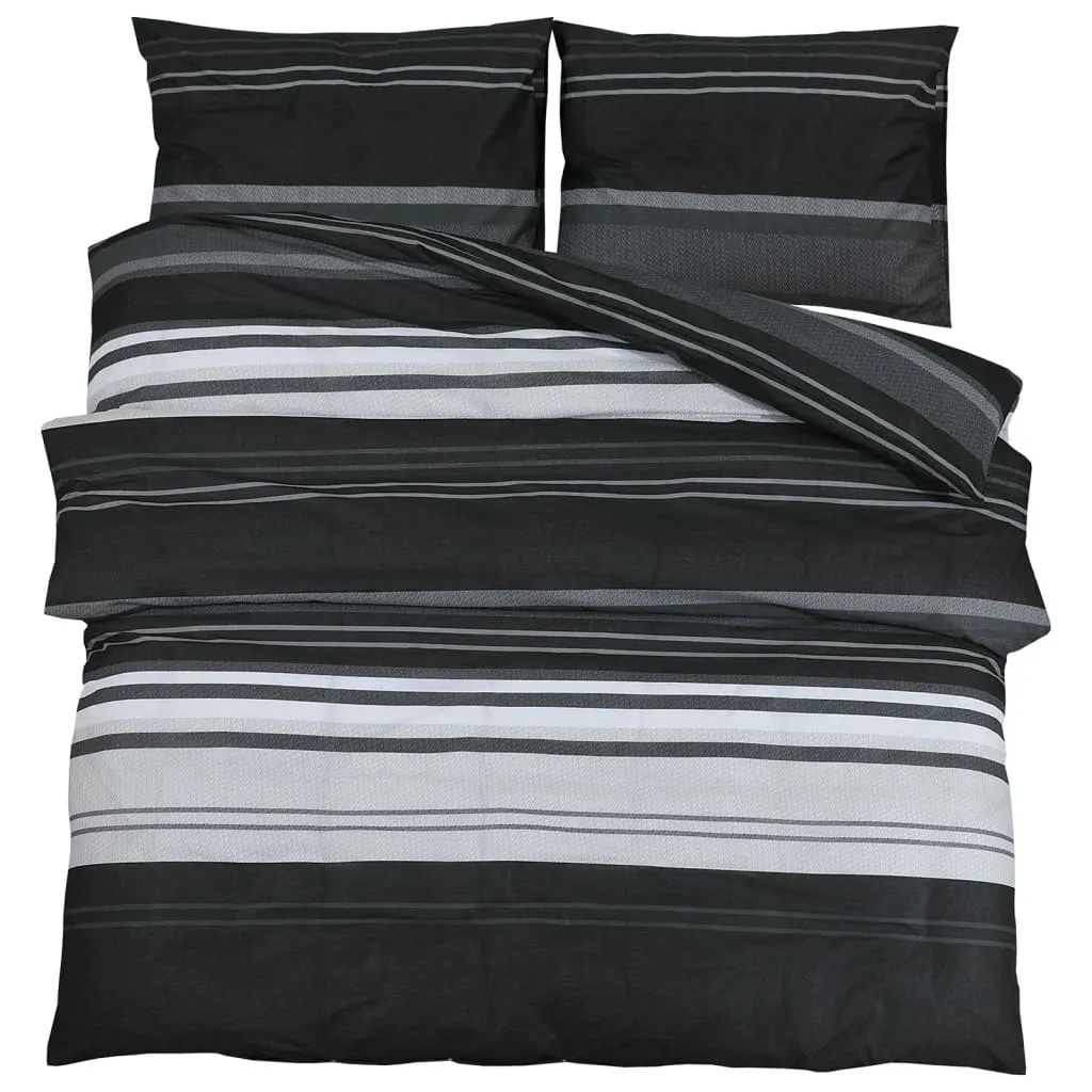 Duvet Cover Set Black and White 260x240 cm Cotton