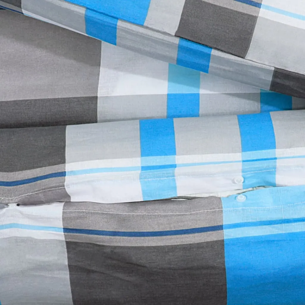 Duvet Cover Set Blue and Grey 225x220 cm Cotton