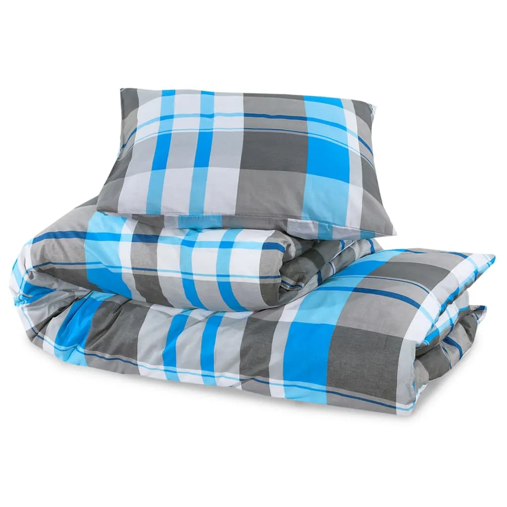 Duvet Cover Set Blue and Grey 225x220 cm Cotton