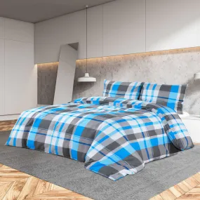 Duvet Cover Set Blue and Grey 225x220 cm Cotton