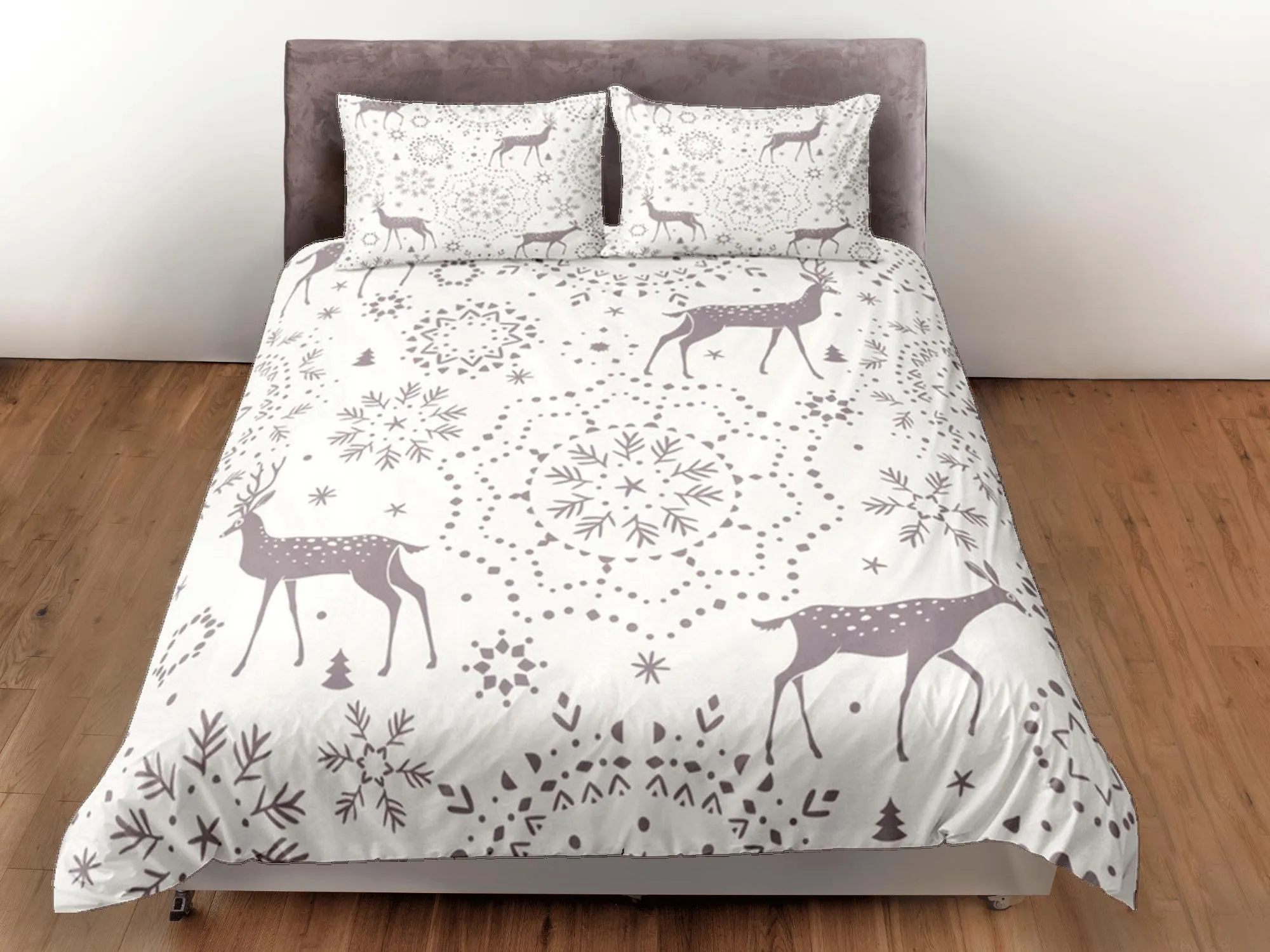 Duvet Cover Set Boho Bedding, Winter Blanket Snowflakes Dorm Bedding & Pillowcase