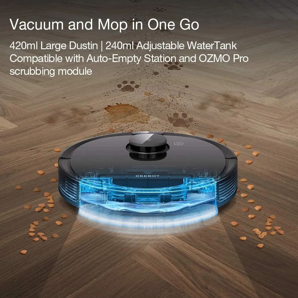 ECOVACS R-OZT8PLUS Robotic DEEBOT T8  Vacuum & Mop Robot with Advanced Laser Mapping and 3D Obstacle Detection & Avoidance, Grey