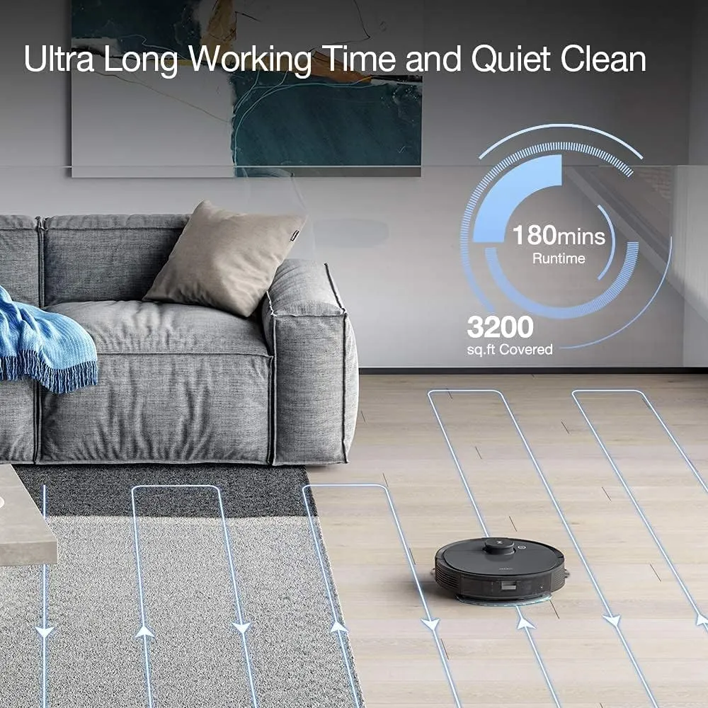 ECOVACS R-OZT8PLUS Robotic DEEBOT T8  Vacuum & Mop Robot with Advanced Laser Mapping and 3D Obstacle Detection & Avoidance, Grey