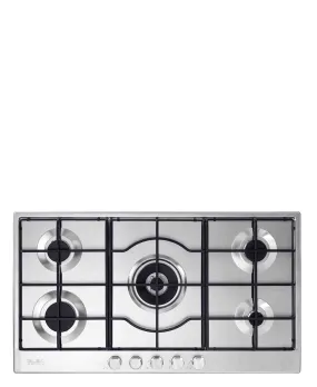 Elba 90cm Gas Hob With Centre Wok Burner - Silver