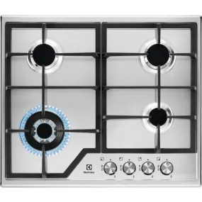 ELECTROLUX 60CM WIDE STAINLESS STEEL GAS HOB WITH 4 BURNERS | KGS6436BX