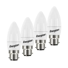 Energizer 4.9W B22 LED Candle Bulb - 4 Pack - 470lm - 3000K